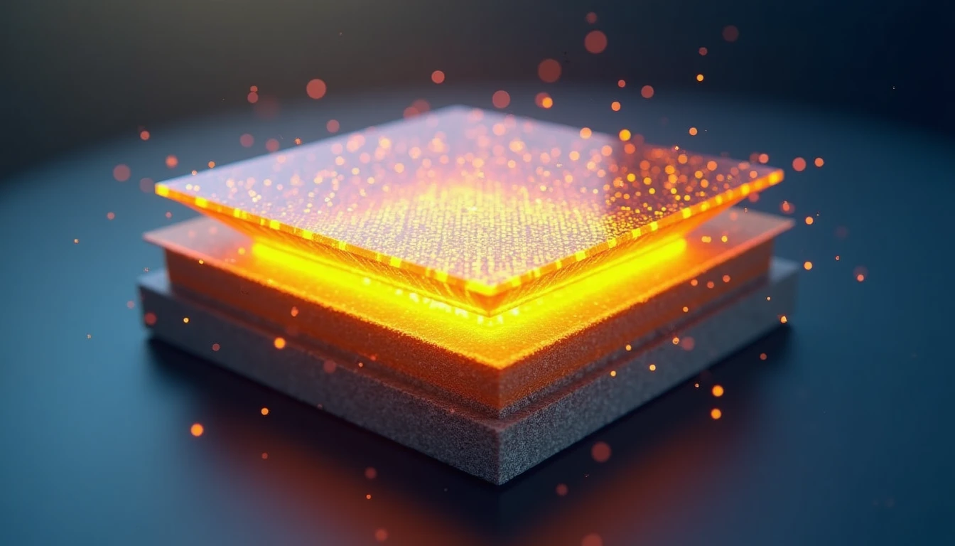 Cross-section diagram of crystalline silicon solar cell showing n-doped and p-doped layers, p-n junction